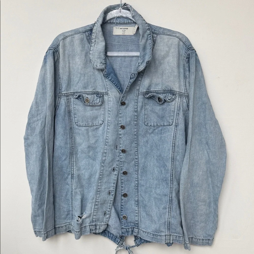 One Teaspoon Light Blue Cotton /‎ Linen Distressed Jacket, Size M
